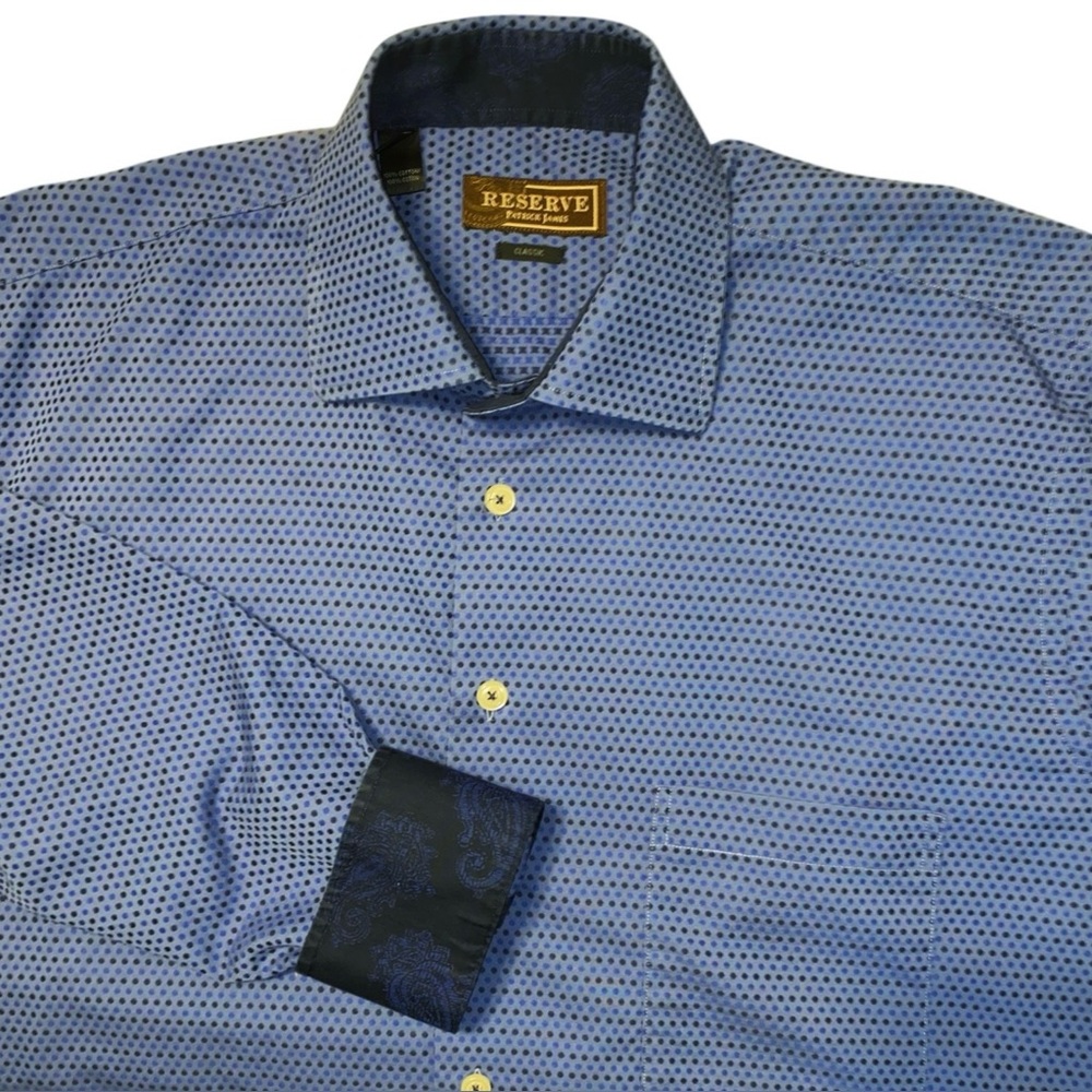PATRICK JAMES ☆ Long Sleeve Button Up Shirt ☆ Contrasting Flip Cuffs